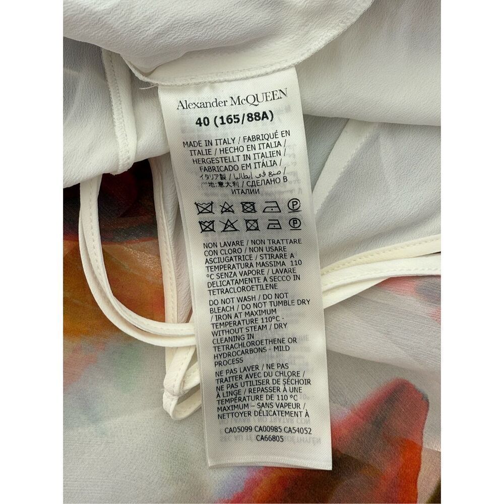 Alexander McQueen Womens Cape Sleeve Sheer Floral-Silk Gown White Sz 4/6 - Picture 16 of 16